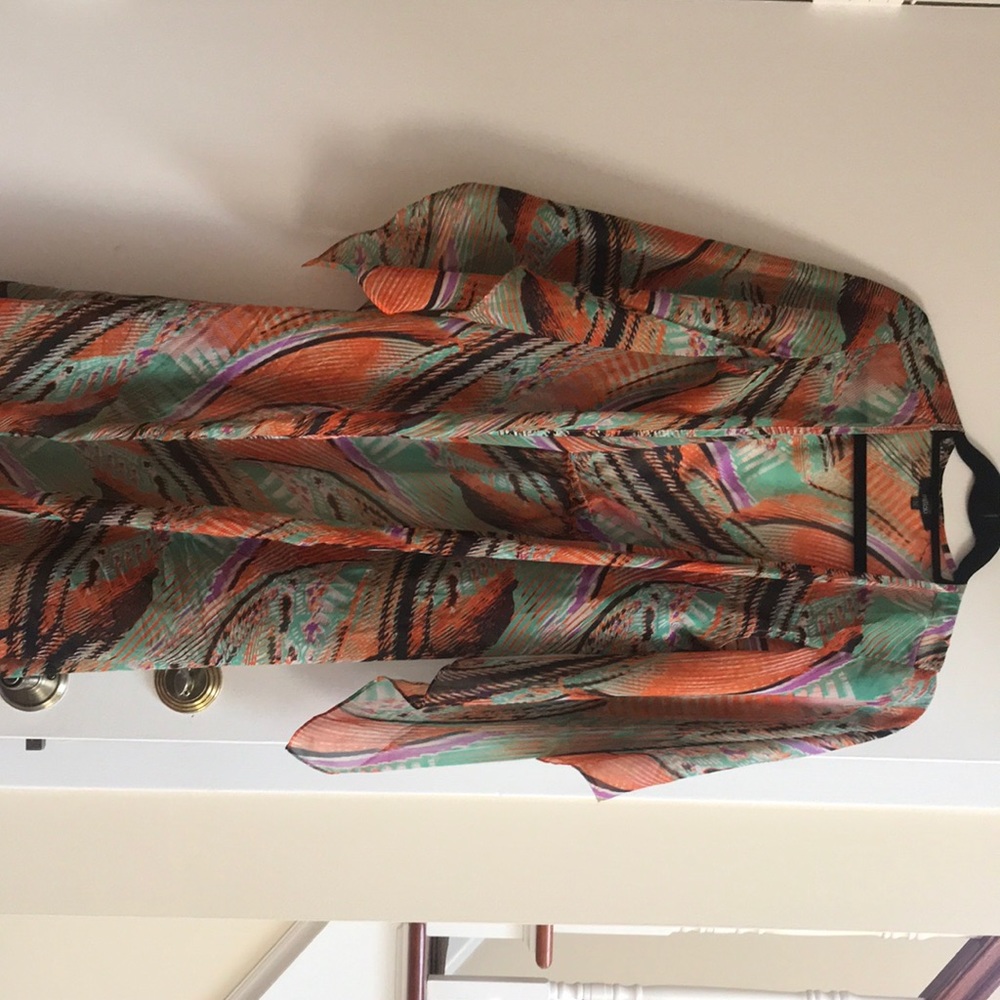 Colorful draped long duster